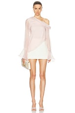 Aje Edith Draped Top in Blush Pink, view 5, click to view large image.