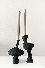 Anissa Kermiche Venuss Candlestick Holder in Black & Brown Textured, view 2, click to view large image.