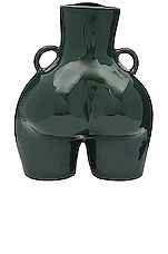 Anissa Kermiche Love Handles Vase in Bottle Green, view 2, click to view large image.