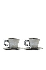 Anissa Kermiche Spill The Tea-cups Espresso Cups Set Of 2 in Freckled Grey Matte, view 1, click to view large image.