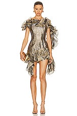 AKNVAS Ava Structural Ruffle Dress in Gold Leaf, view 1, click to view large image.