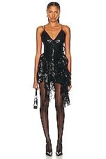 AKNVAS Yves Sequin Mini Dress in Onyx, view 1, click to view large image.