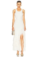AKNVAS Sasha Knit Fringe Dress in White, view 1, click to view large image.