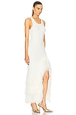 AKNVAS Sasha Knit Fringe Dress in White, view 2, click to view large image.