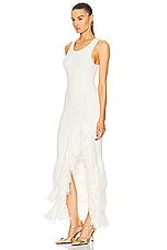 AKNVAS Sasha Knit Fringe Dress in White, view 3, click to view large image.