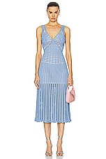 AKNVAS Guinevere Crochet Midi Dress in Blue, view 1, click to view large image.