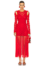 AKNVAS for FWRD Willow Crochet Gown With Detachable Sleeves in Red, view 1, click to view large image.