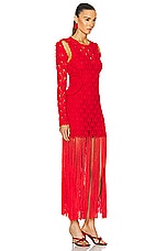 AKNVAS for FWRD For Fwrd Willow Crochet Gown With Detachable Sleeves in Red, view 2, click to view large image.