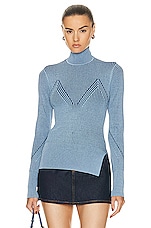 AKNVAS Lennox Two Toned Knit Top in Sky, view 1, click to view large image.