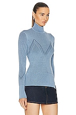 AKNVAS Lennox Two Toned Knit Top in Sky, view 2, click to view large image.