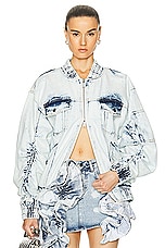 AKNVAS for FWRD Thea Denim Bomber Jacket in Acid, view 1, click to view large image.
