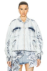 AKNVAS for FWRD Thea Denim Bomber Jacket in Acid, view 2, click to view large image.