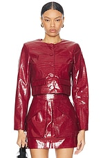 AKNVAS for FWRD Cropped Barnett Jacket in Burgundy, view 1, click to view large image.