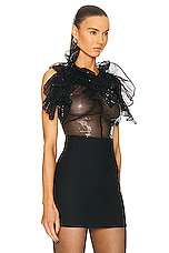 AKNVAS Marquee Sequin Ruffle Top in Onyx, view 2, click to view large image.
