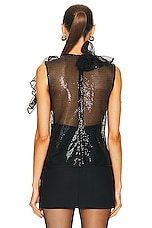 AKNVAS Marquee Sequin Ruffle Top in Onyx, view 4, click to view large image.
