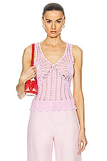 AKNVAS Gwen Crochet Tank in Pink, view 1, click to view large image.