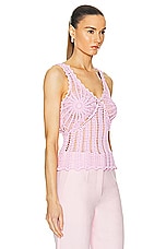 AKNVAS Gwen Crochet Tank in Pink, view 2, click to view large image.