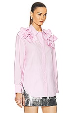 AKNVAS for FWRD Flor Cotton Button Down Shirt With 8 Flowers in Pink, view 2, click to view large image.