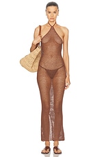 Akoia Swim Nefali Halterneck Dress in Brown, view 1, click to view large image.