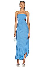 alc blue strapless dress ALC Bianca Strapless Pleated Maxi Dress by ALC