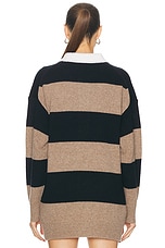 A.L.C. Mason Sweater in Navy & Milk Tea, view 3, click to view large image.