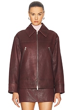 A.L.C. Olive Leather Jacket in Umber, view 2, click to view large image.