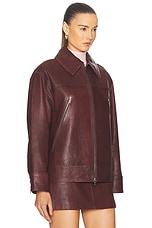 A.L.C. Olive Leather Jacket in Umber, view 3, click to view large image.