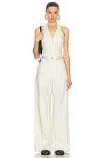 A.L.C. Alfie Pant in Cream & Black Stripe, view 4, click to view large image.