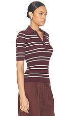 A.L.C. Cooper Top in Carob & White Wide Stripe, view 2, click to view large image.