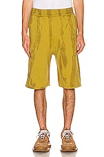 A-COLD-WALL* Overdyed Artisan Shorts in Chartreuse, view 3, click to view large image.