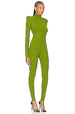 Alexandre Vauthier Long Sleeve Jumpsuit in Olive Green, view 3, click to view large image.