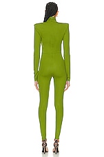 Alexandre Vauthier Long Sleeve Jumpsuit in Olive Green, view 4, click to view large image.