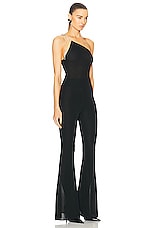 Alexandre Vauthier Viscose Knit Jumpsuit in Black, view 2, click to view large image.