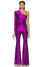 Alexandre Vauthier One Shoulder Jumpsuit in Cyclamen, view 1, click to view large image.