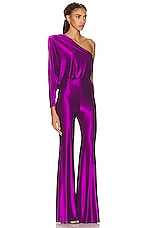 Alexandre Vauthier One Shoulder Jumpsuit in Cyclamen, view 2, click to view large image.