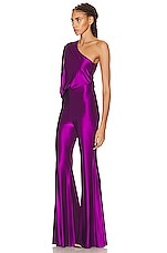 Alexandre Vauthier One Shoulder Jumpsuit in Cyclamen, view 3, click to view large image.