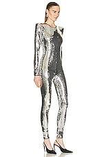 Alexandre Vauthier Long Sleeve Jumpsuit in Silver, view 2, click to view large image.