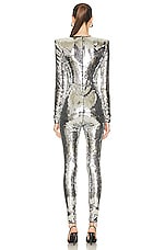 Alexandre Vauthier Long Sleeve Jumpsuit in Silver, view 3, click to view large image.