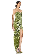 Alexandre Vauthier Bustier Long Dress in Olive Green, view 2, click to view large image.
