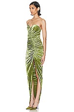 Alexandre Vauthier Bustier Long Dress in Olive Green, view 3, click to view large image.
