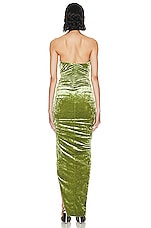 Alexandre Vauthier Bustier Long Dress in Olive Green, view 4, click to view large image.