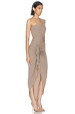Alexandre Vauthier Bustier Maxi Dress in Dove Grey, view 2, click to view large image.