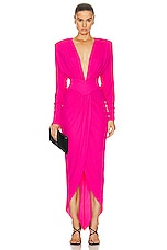 Alexandre Vauthier Maxi Dress in Neon Pink, view 1, click to view large image.