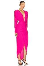 Alexandre Vauthier Maxi Dress in Neon Pink, view 2, click to view large image.