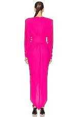 Alexandre Vauthier Maxi Dress in Neon Pink, view 3, click to view large image.
