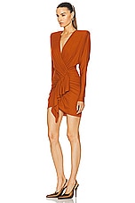 Alexandre Vauthier Long Sleeve Mini Dress in Terracotta, view 3, click to view large image.