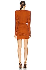 Alexandre Vauthier Long Sleeve Mini Dress in Terracotta, view 4, click to view large image.