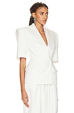 Alexandre Vauthier Couture Edit Smocking Jacket in Off White, view 2, click to view large image.