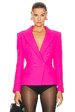 Alexandre Vauthier Double Breasted Jacket in Neon Pink, view 1, click to view large image.