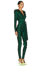 Alexandre Vauthier Plunge Top in Cypress Green, view 2, click to view large image.